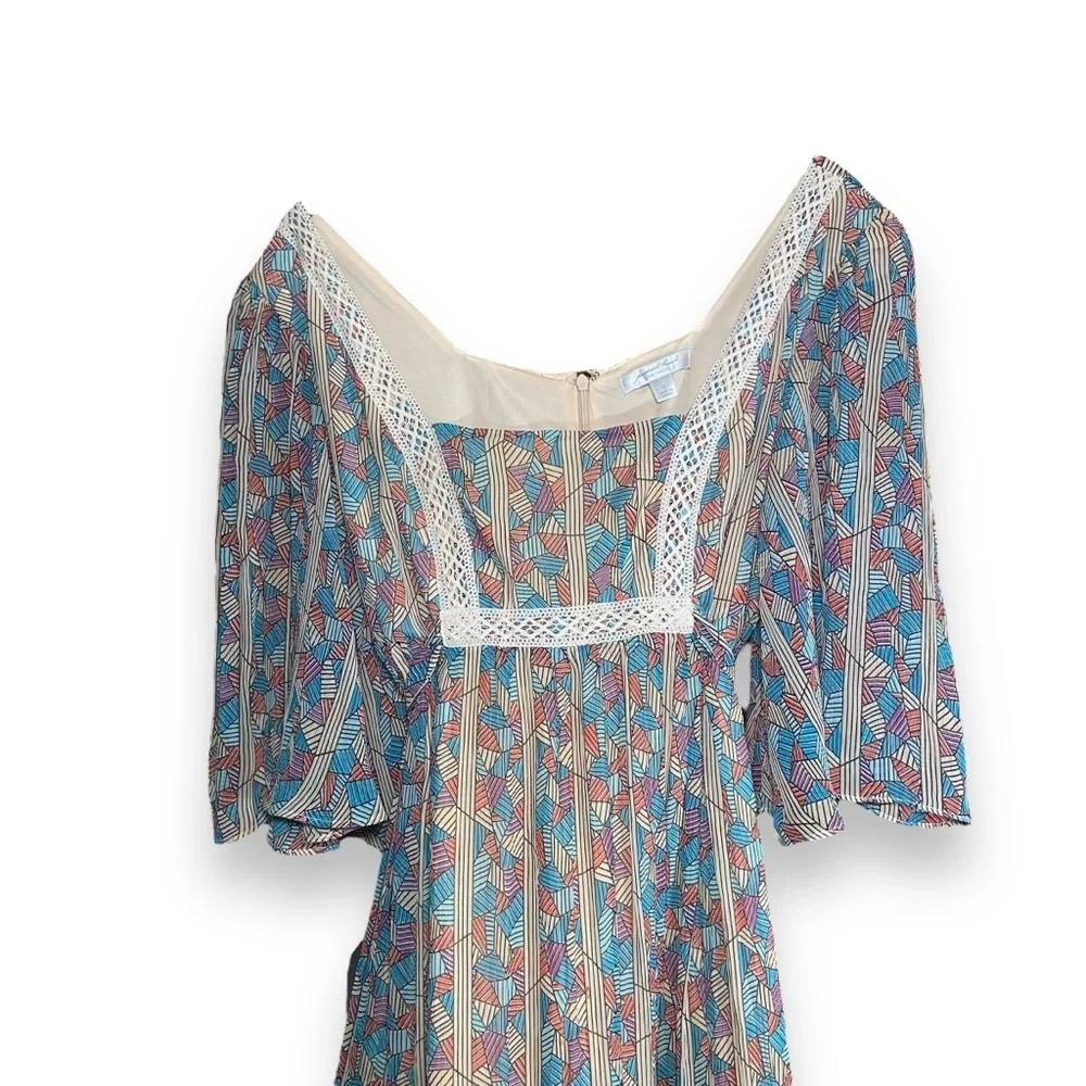 Y2K Jovivich Hawk Boho Babydoll A Line Floral Print Chiffon Dress Small - Picture 4 of 5